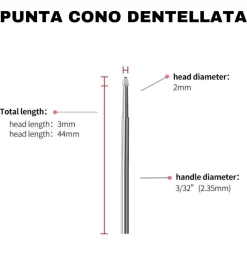 Punta Fresa Cono Dentellata
